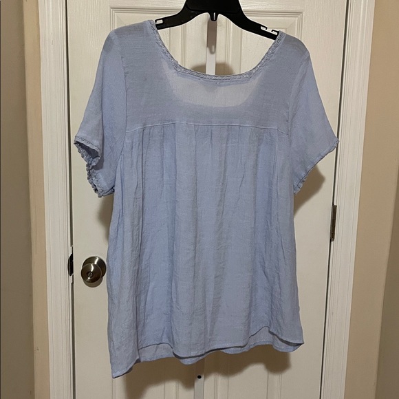 Floral Embroidered Light Blue Blouse - Picture 4 of 4